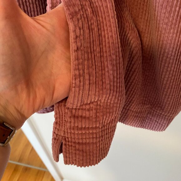 LL Bean Womens LARGE Shirt Jacket Dusty Rose Pink Corduroy Wide Wale Shacket - Picture 6 of 12